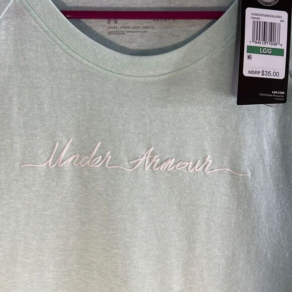 Under Armour Woman’s Lg Mint Green Loose Logo T shirt - Picture 3 of 6